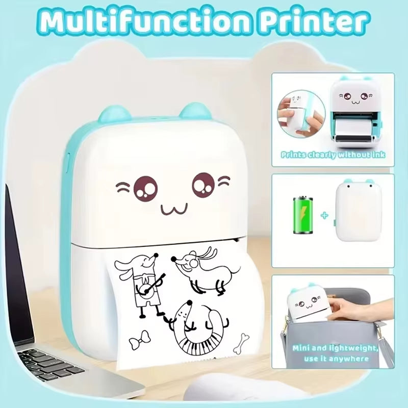 58Mm Mini Portable Thermal Printer Wireless Bluetooth Mobile Pocket Photo Printer Memo Wrong Question HD Printing with USB Cable